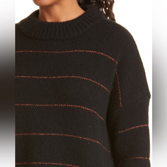 45% off! La Ligne Marin Wool & Cashmere Black and Copper Striped Sweater - Picture 4 of 7